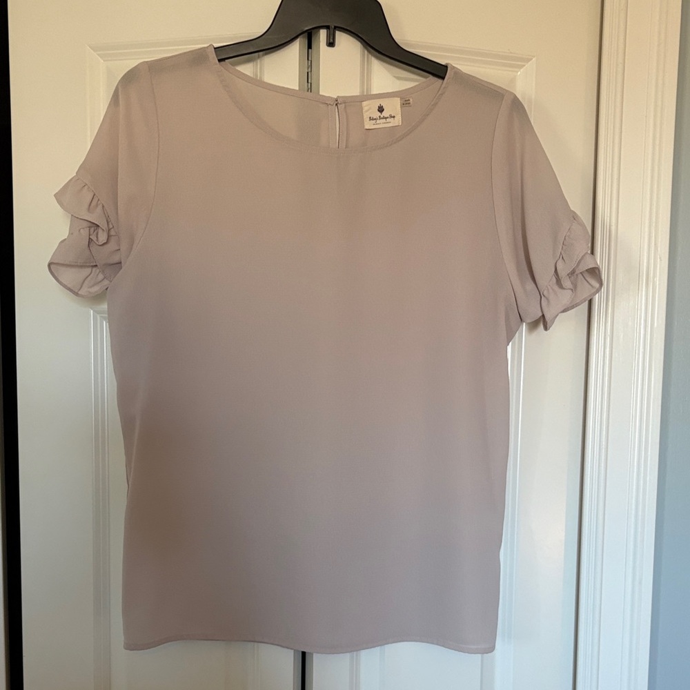 Soft Lavender Ruffle Sleeve Blouse